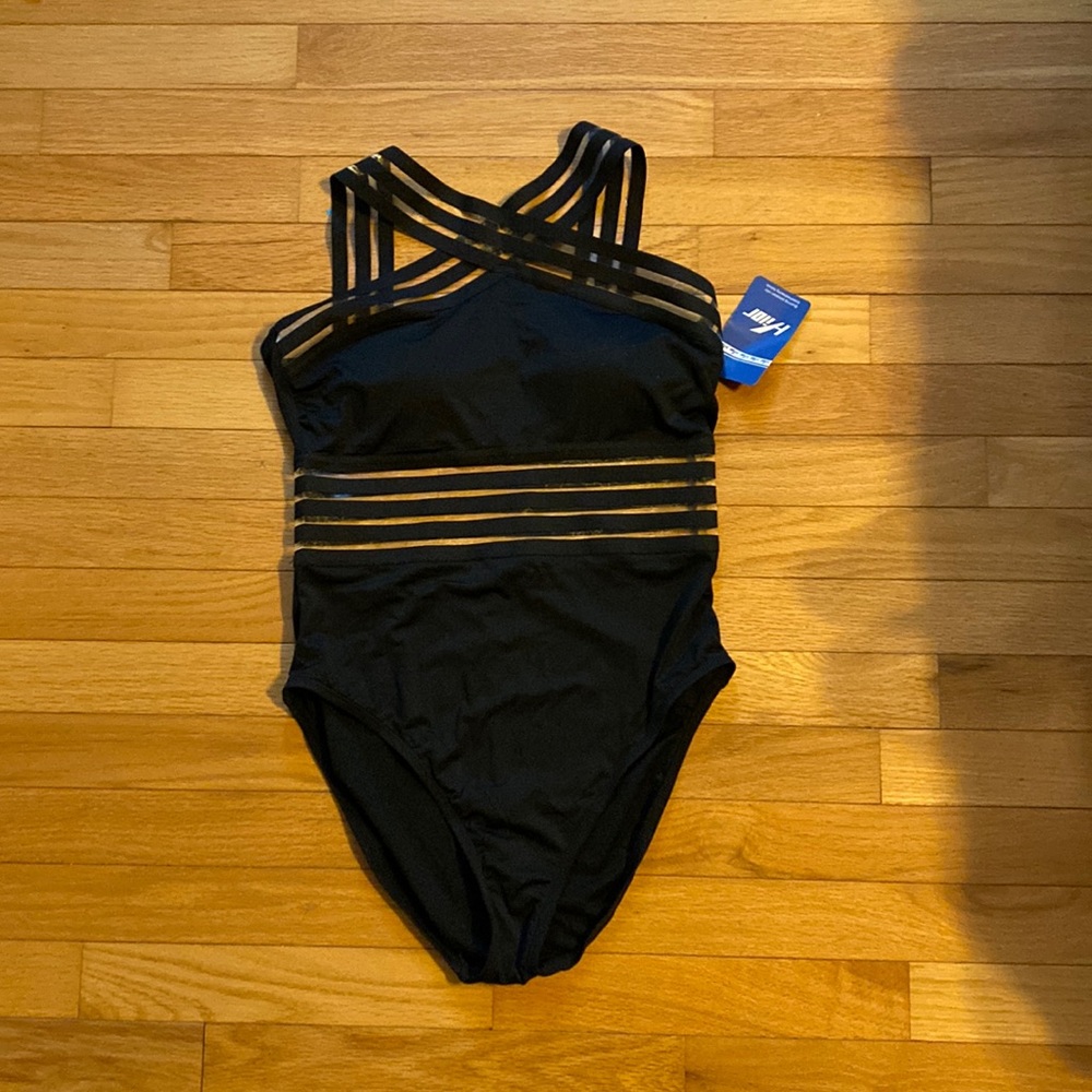 One piece swim-suit, navy blue